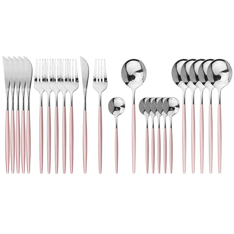 Ensemble de couverts 24 pièces, Argenté rosé