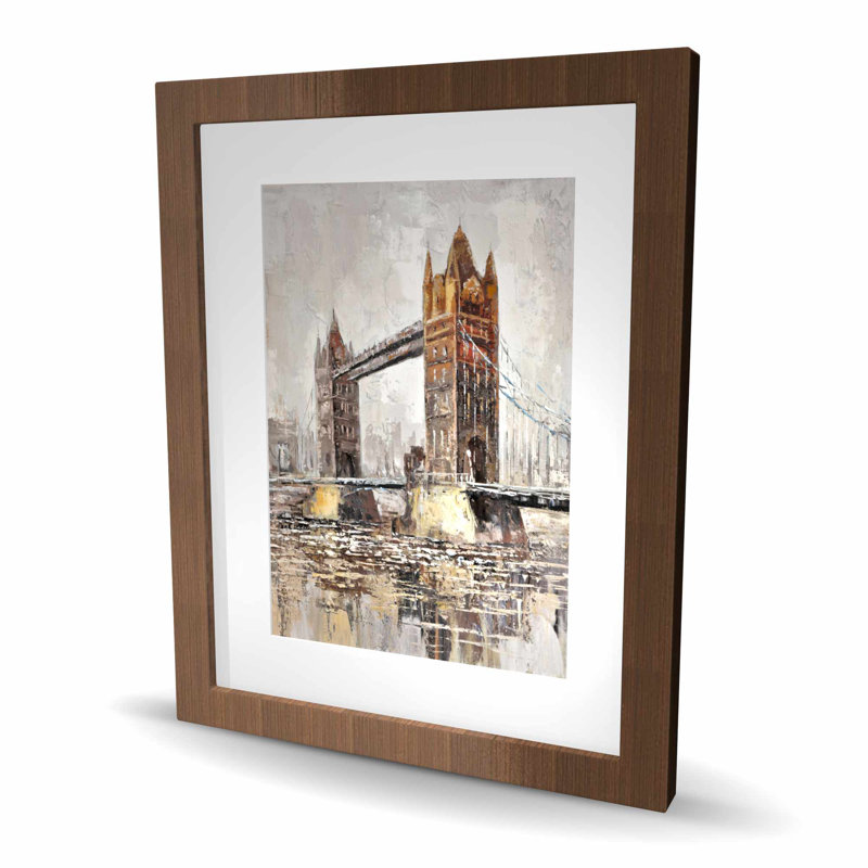 «London Tower Bridge», reproduction encadrée avec passe-partout | Décoration intérieure, Brun