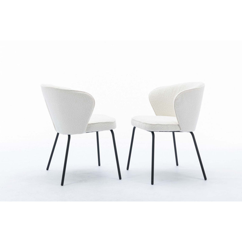 Ensemble de 2 chaises de salle à manger en tissu noir avec pieds en métal noir