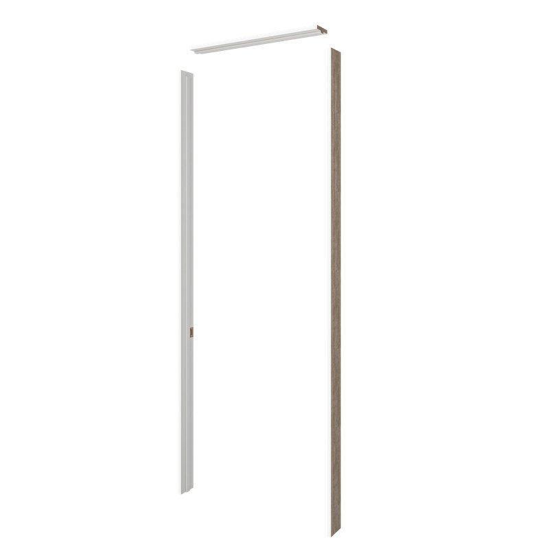 Ensemble de cadre de porte réglable en pin blanc (18" à 36" L x 96" H) pour portes à ouverture droite, avec 3 charnières noires, assemblage requis