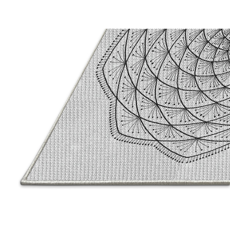 Laine tissée à la main orientale/florale en laine et polyester gris/noir Tapis décoratif, Rectangle 2 pi x 3 pi