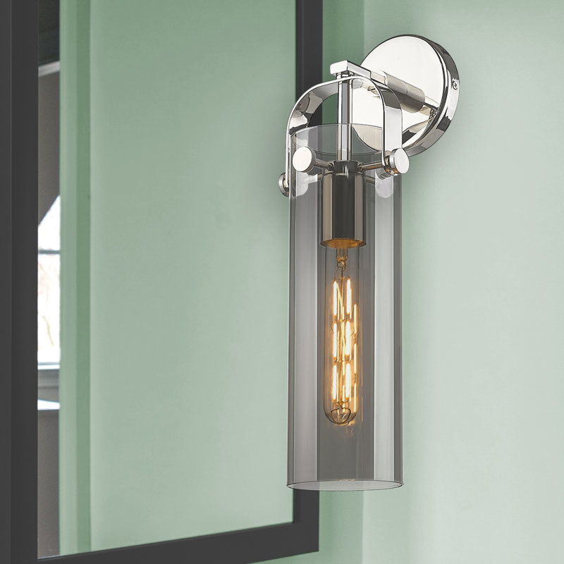 Erie Armed Sconce, Plated Smoke, Polished Nickel