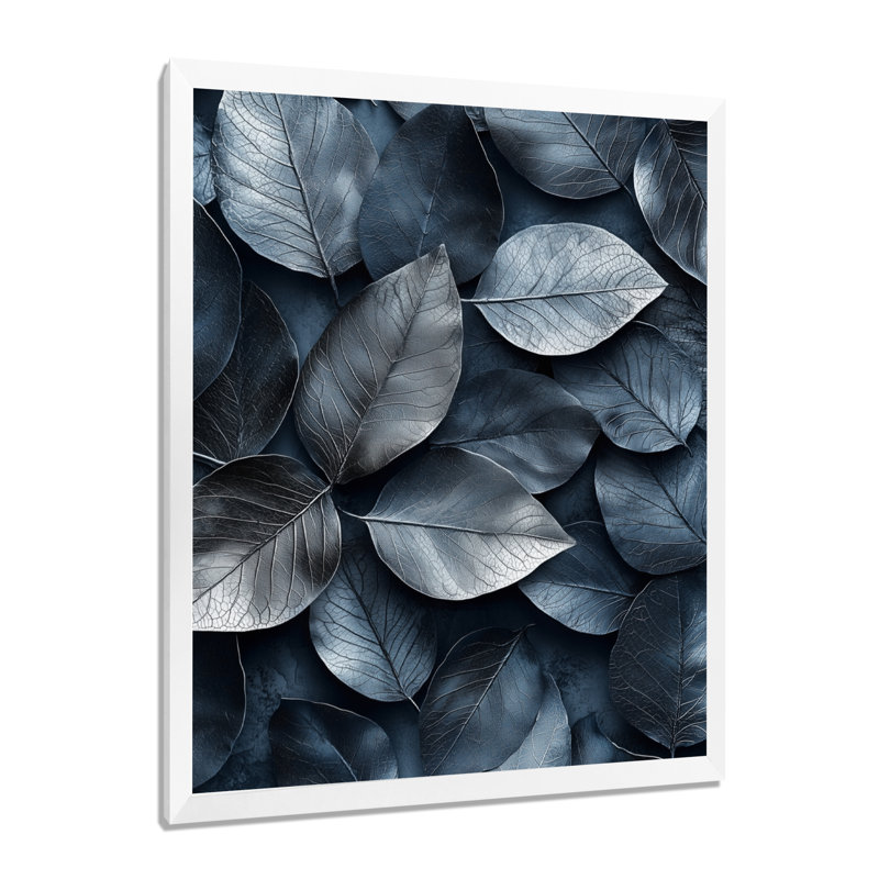 Feuilles d'étain - art mural floral, H 44 po x l 34 po, Picture Framed, Blanc