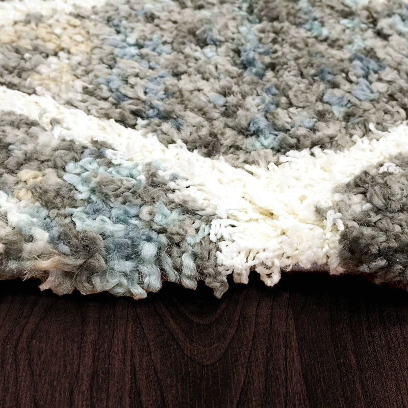 Tapis gris/ivoire zone géométrique Ciera, Rectangle 2 pi 7 po x 5 pi