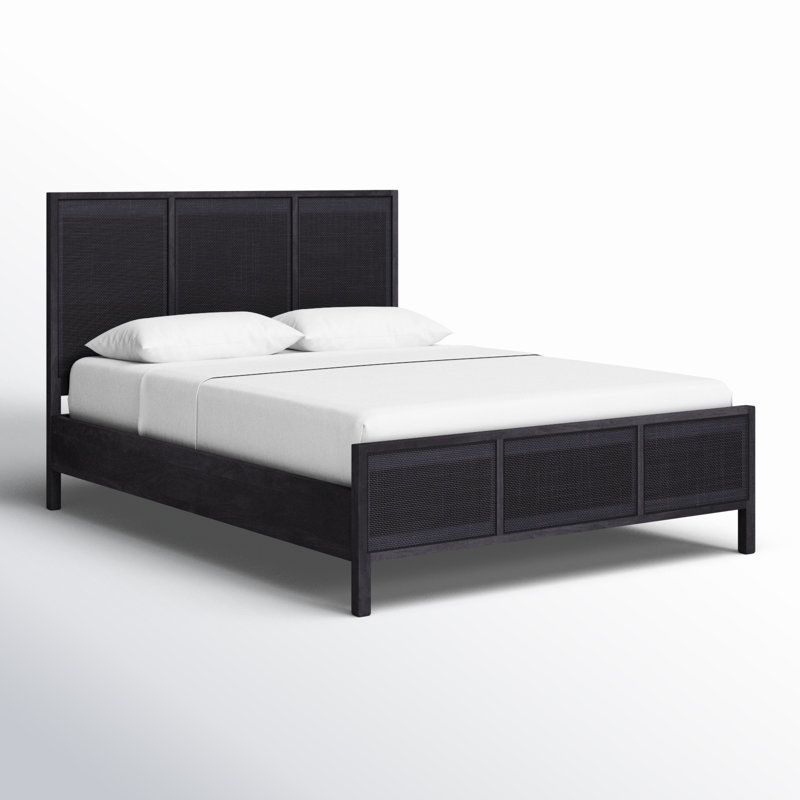 Sydney Bed, Queen, Black Wash W/ Black Cane