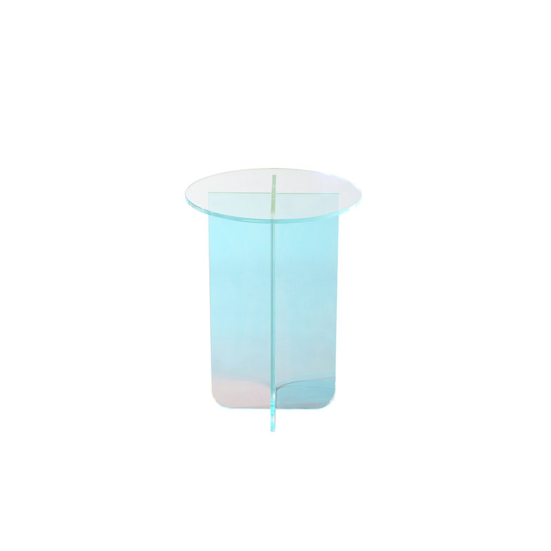 Vinci Large End Table In Iridescent Glass, 22" H x 16" W x 16" D