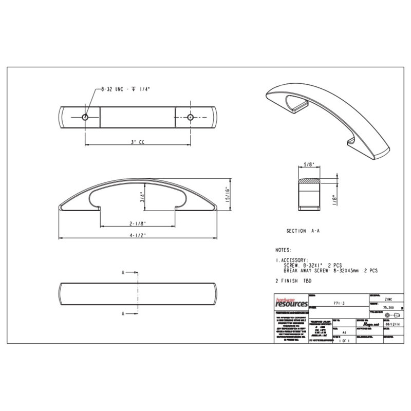 Strickland 3" Center to Center Arch Pull, Satin Nickel