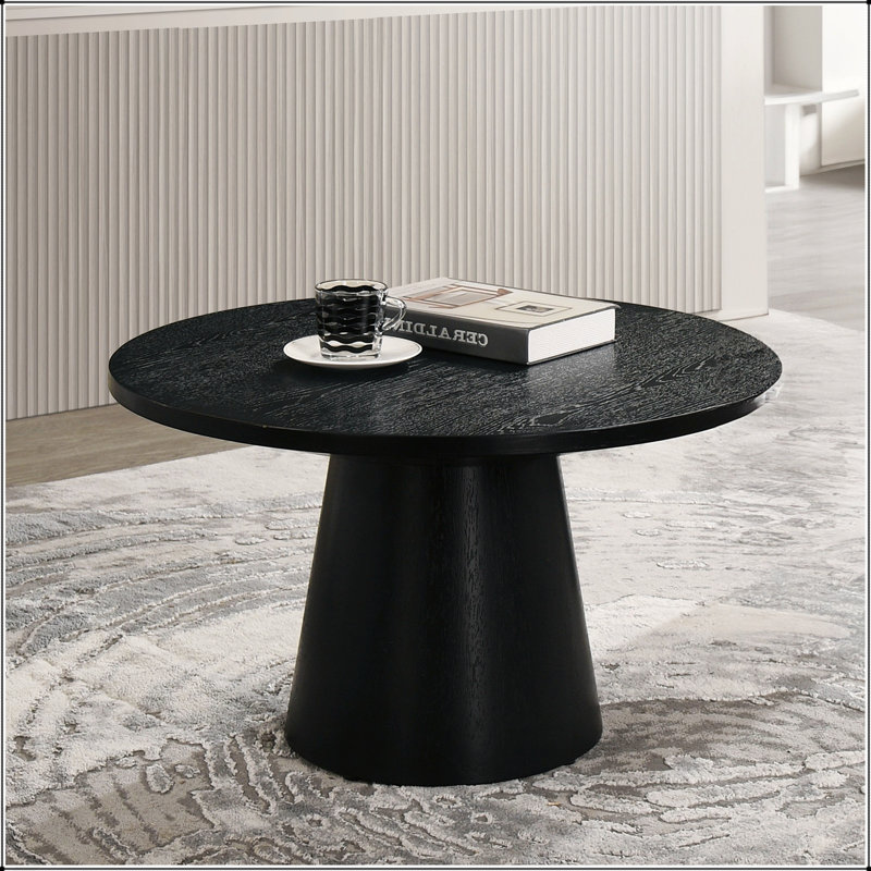 Table basse moderne et contemporaine avec base en forme de cône, durable et élégante pour tout espace de vie, Noir