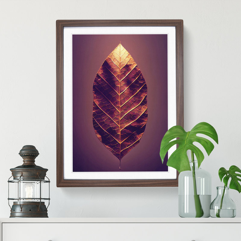 Royal Leaf - Single Picture Frame Print, 64cm H x 46cm W x 2cm D, Walnut Framed