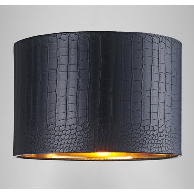 20cm H Paper Drum Lamp Shade ( Screw On ) in Black