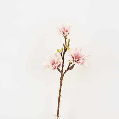 32” Artificial Magnolia Floral Arrangement For Vase Filler, Farmhouse Flower Branch Long Stem Floral Bulk Bouquet For Wedding Party Home Office Table Centerpiece Shelf Decorations, Set Of 3
