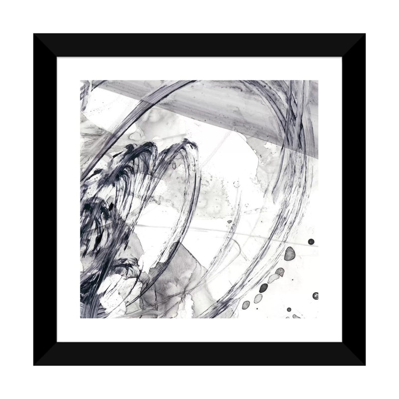 " Sonar I " by Ethan Harper, 16" H x 16" W x 1" D, Black Framed Paper, White