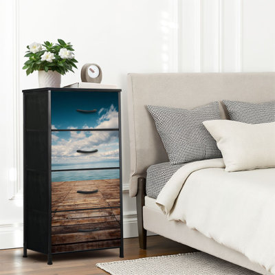 4 Drawer Dresser for Bedroom, Narrow Chest of Drawers, Wooden Top and Study Iron Frame 18"x37.5"-(WxH)