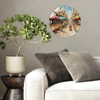 Clock Face Market Street Art - 12'' Modern Glass Wall Clock