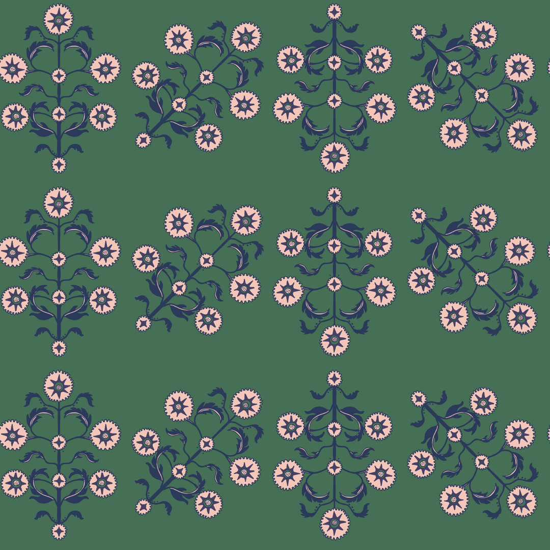 Colby Block Print Floral Peel and Stick Wallpaper By Birch Lane™