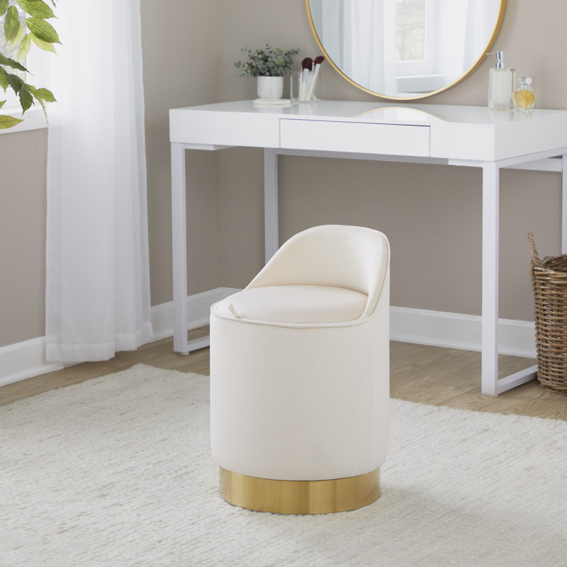 Tabouret de coiffeuse 18 po Callum, Crème, crème