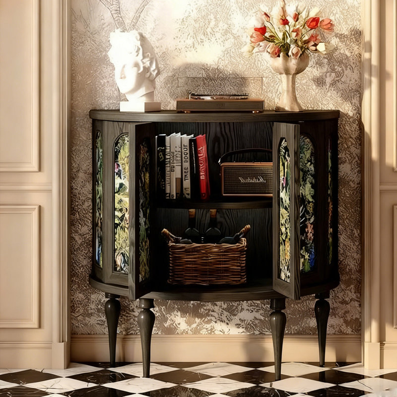 Modern Black Solid Wood Accent Cabinet, 33.46" H x 31.5" W x 15.75" D