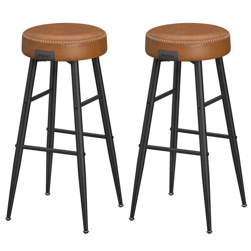 Ide Upholstered Counter Stool with Metal Frame, Caramel Brown, 76.2cm