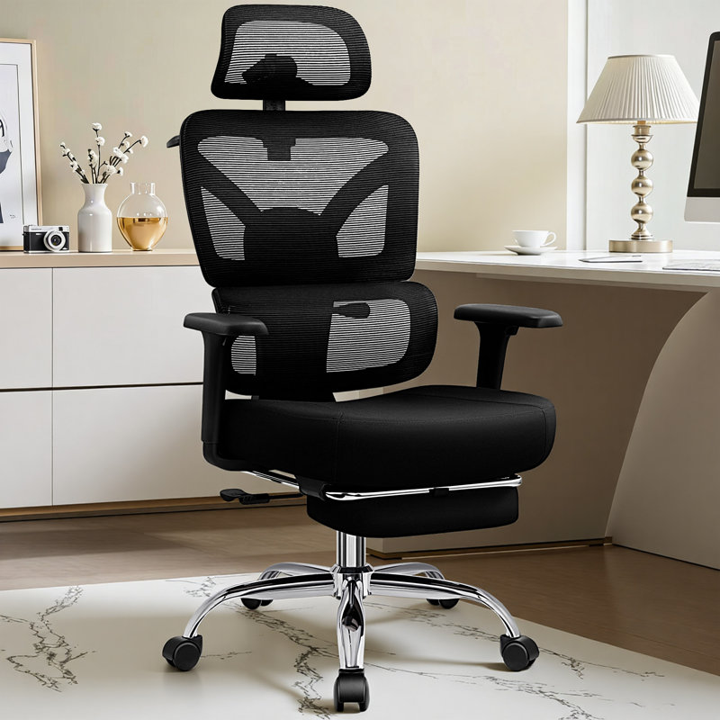 Chaise de travail ergonomique et confortable Comfy, Noir, Basic with Footrest