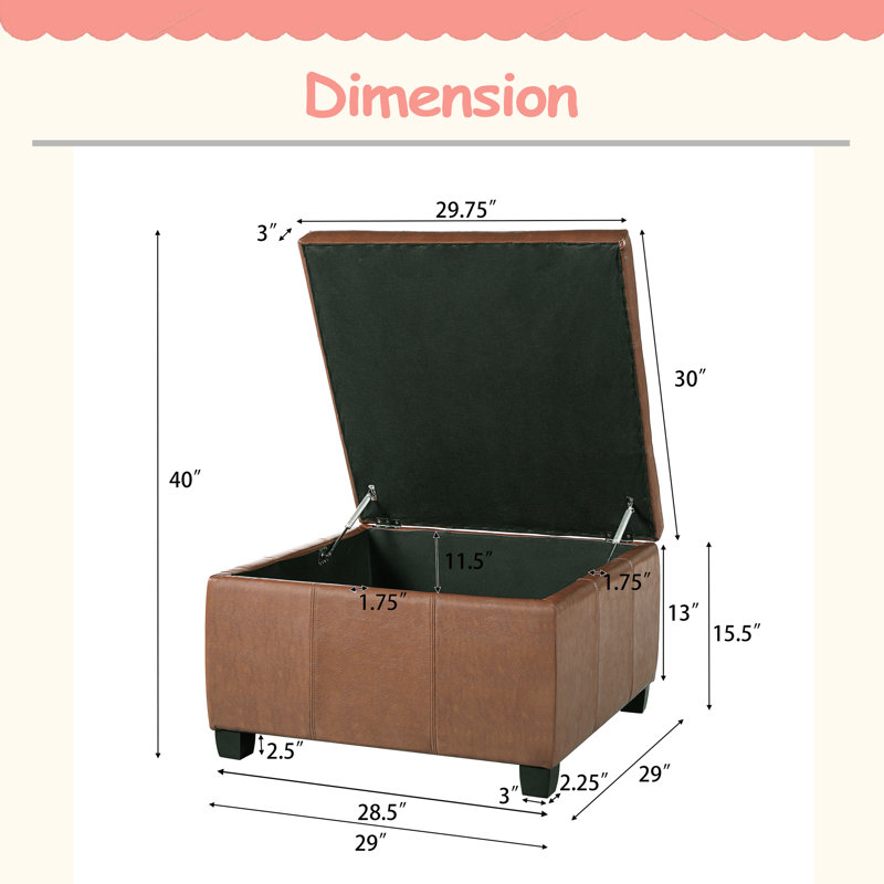 OTTOMAN DE RANGEMENT solide et moderne, Brown