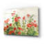  «Red Geraniums On White V2» par Danhui Nai, art mural en verre acrylique, 24 po x 16 po
