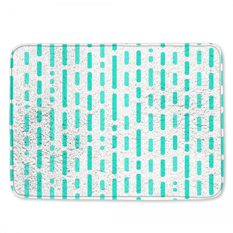 Tapis de bain turquoise à lignes verticales, 34in W x 21in L