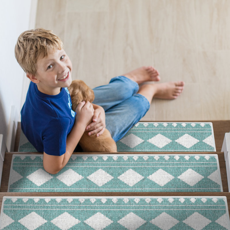 Tapis d'escalier Saranac, Bleu sarcelle clair