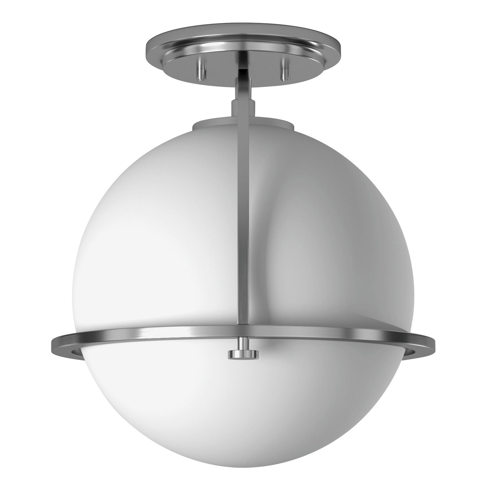 McCormick Hand Blown Glass Semi Flush Mount, Brushed Nickel