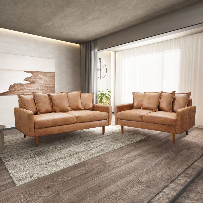 70'' Faux Leather Square Arm Sofa