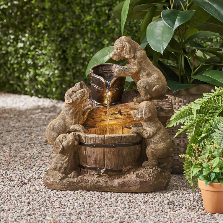 Hand Crafted Outdoor Weather Resistant Floor Fountain with Light