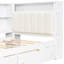 Lit plateforme simple en bois avec tête de lit tapissier confortable, tablettes de rangement, tiroirs, ports de charge, éclairage et bureau à DEL, fonction beige blanc de pin, table 7 couleurs et coussin