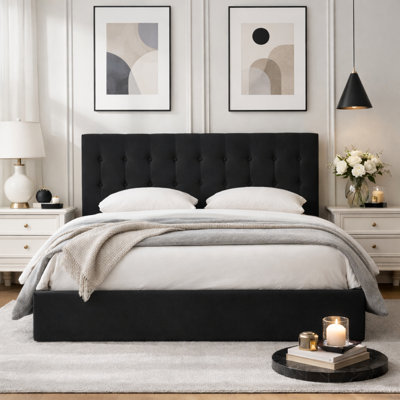 Gaillarde Hydraulic Lift Up Storage Upholstered Platform Bed