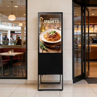 32 in Indoor Digital Signage Floor Standing Advertising Display Kiosk, with WiFi HDMI/USB Input Android OS, 178° Wide View, LCD Screen Interactive Monitor, Commercial Totem Vertical Poster