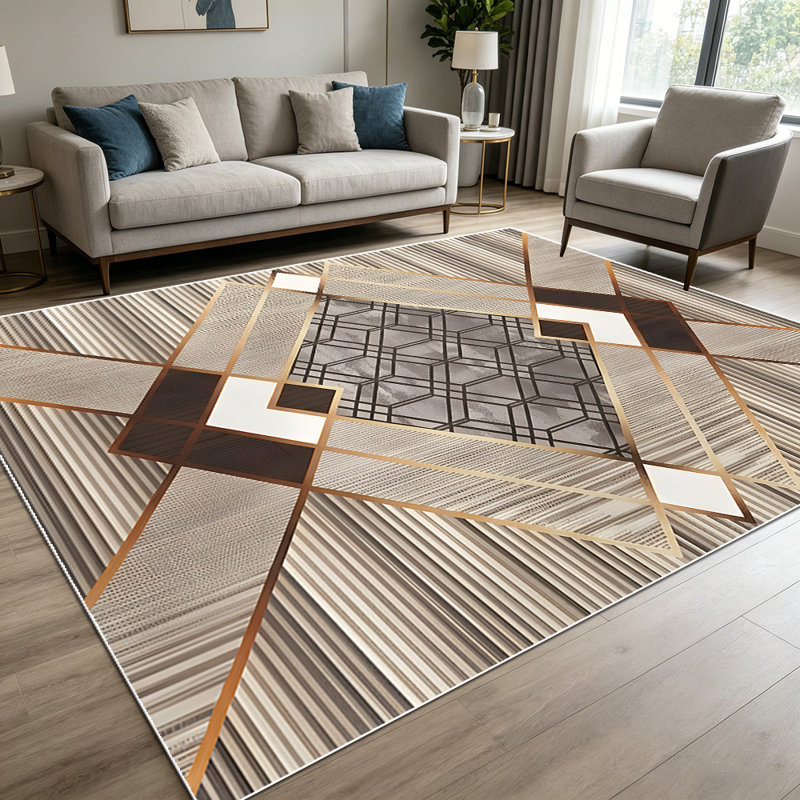 1PC Geometric Art Deco Striped Diamond Pattern area rugs for Living Room, Soft and Comfortable, Suitable for all seasons, easy-to-maintain, machine washable Indoor floor mat, Under Table Farmhouse suitable for dining room, bedroom, entryway, home