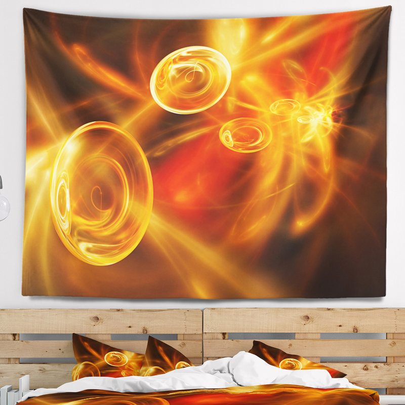 Tapisserie de bureau fractale jaune Abstract, H 78 po x l 92 po
