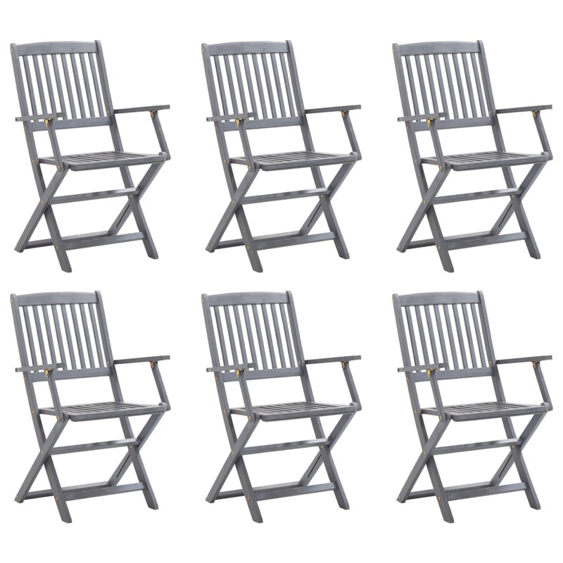Lancaer Folding Patio Dining Side Chair, Grey