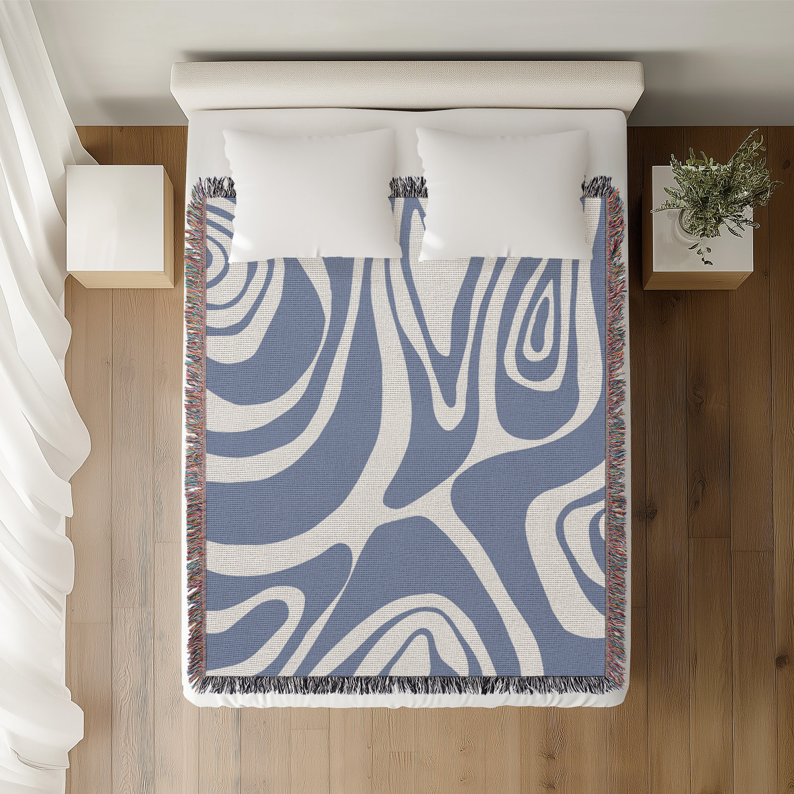 Kayle Cotton Throw Blanket, 50" x 60" – Throw, Light Blue