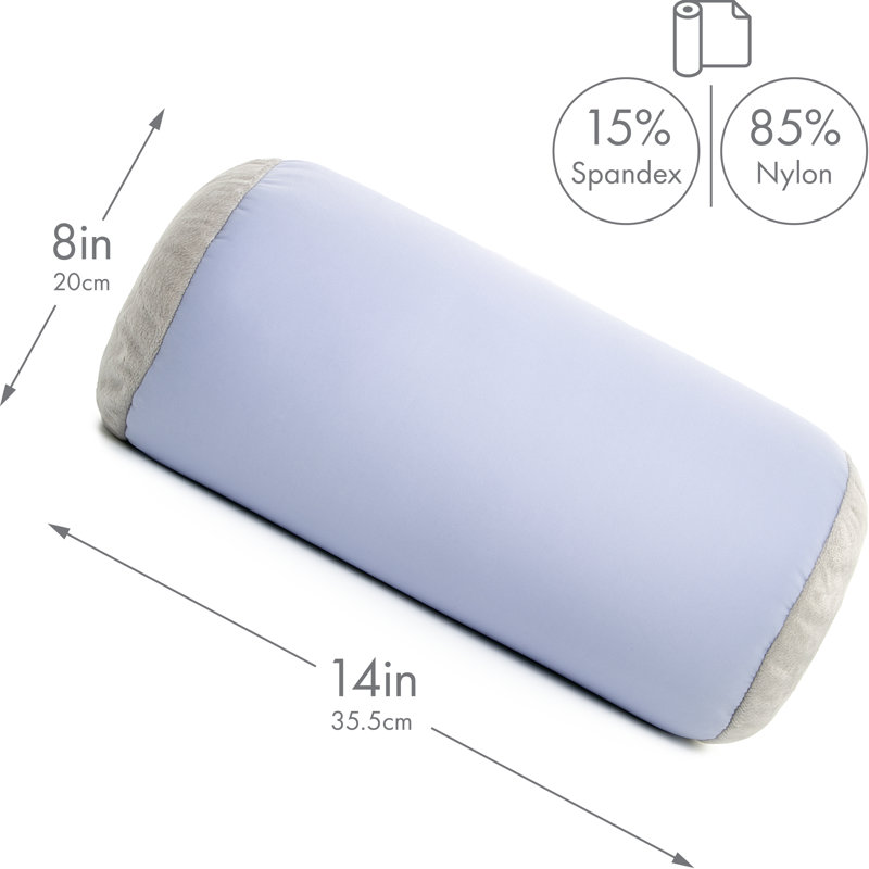 Microbead Bolster Neck Roll Pillow, Silver Mist