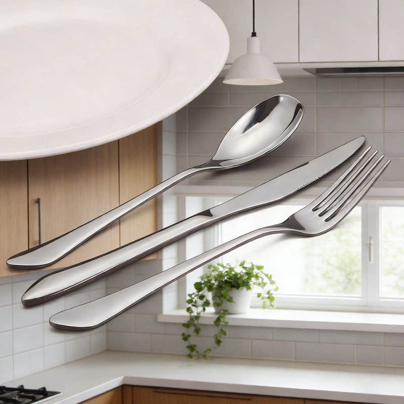 Service de couverts en acier inoxydable 20 pièces pour 20 personnes, couverts couverts polis miroir pour la maison et le restaurant, vaisselle allant au lave-vaisselle