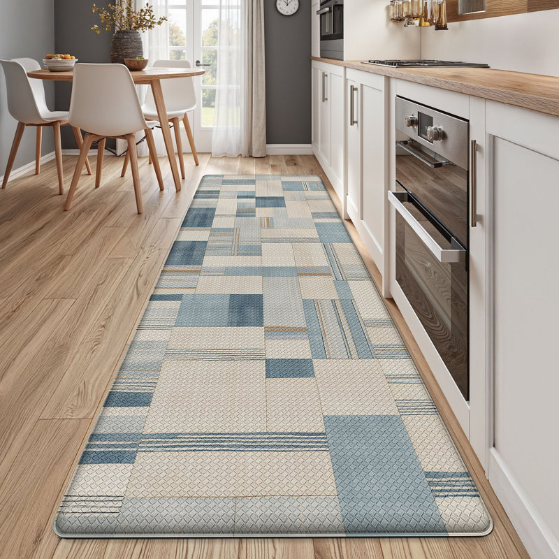 Tapis de cuisine antidérapant Ant-Fatigue, Tapis de couloir 2 pi x 7 pi 3 po, Bleu