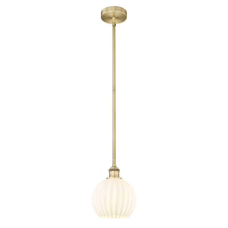 Luminaire suspendu 12 po Edison White Venetian, H 9,5 po x l 8 po x P 8 po, Laiton brossé