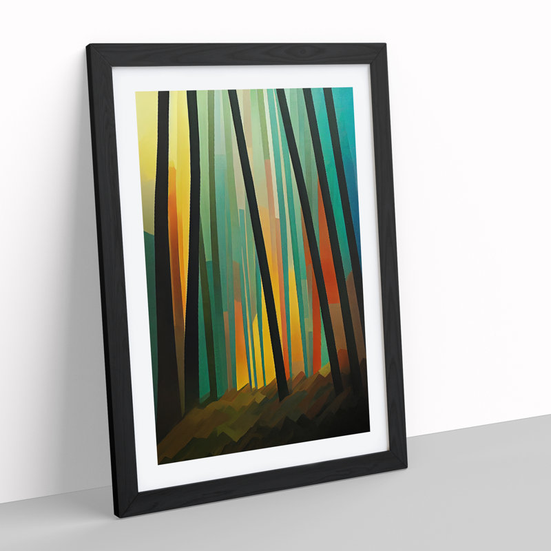 Unusual Forest Abstract - Wall Art, 36cm H x 27cm W, Black Picture Frame, White