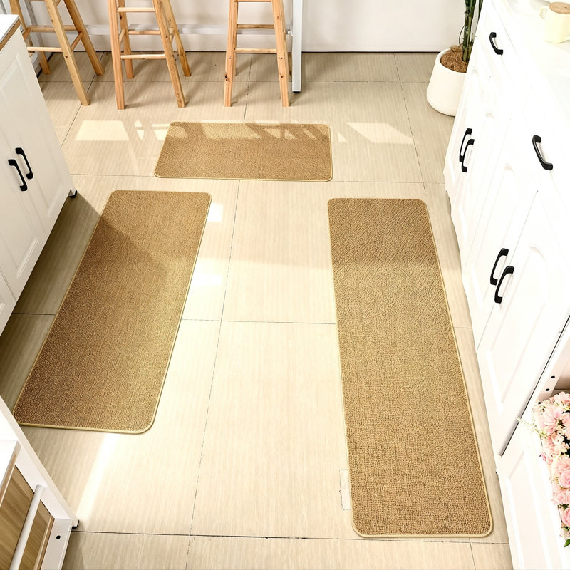 Ensemble de tapis de cuisine, 3 pièces (brun)