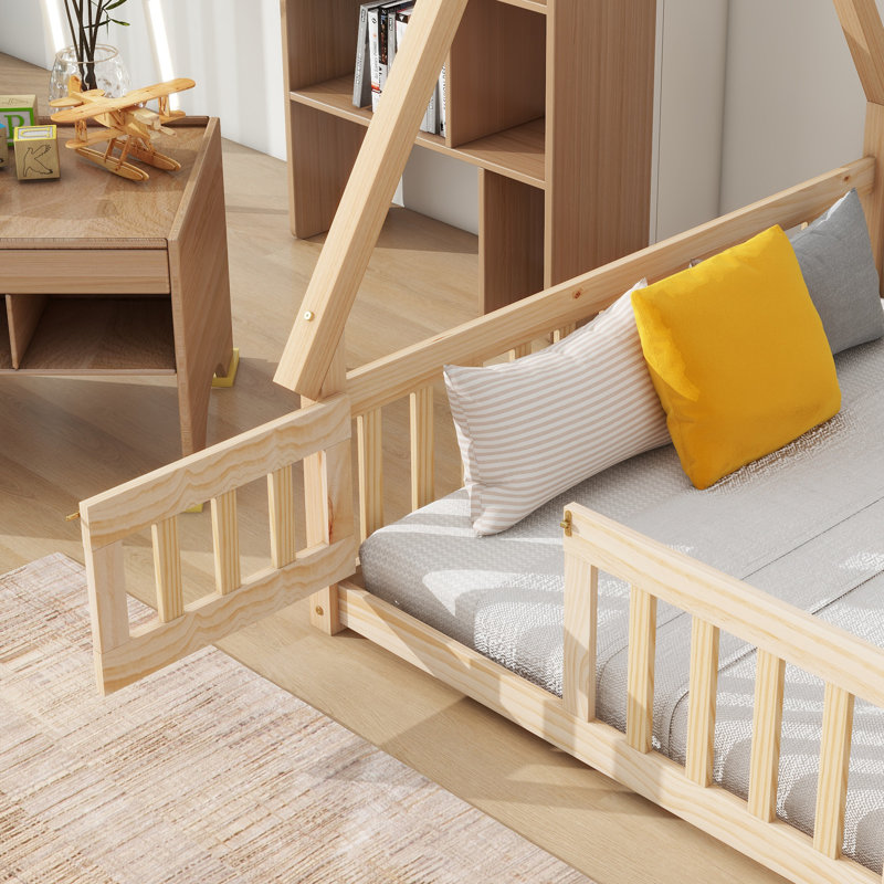 Arik Kids Tent-shaped Floor Bed Standard Platform Bed, Full, Natural
