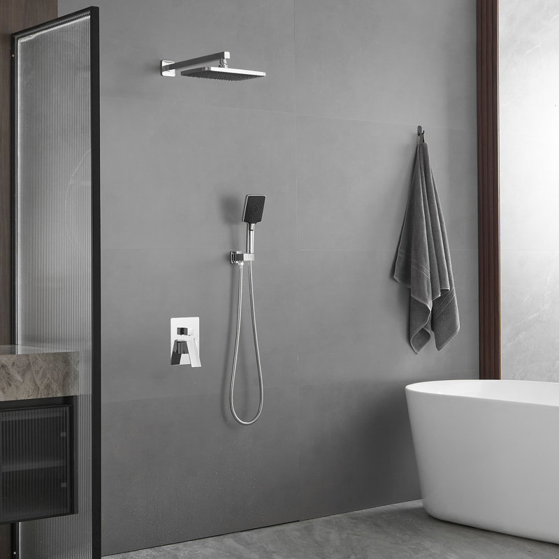 1 Complete Shower System with Rough in-Valve, Polished Chrome