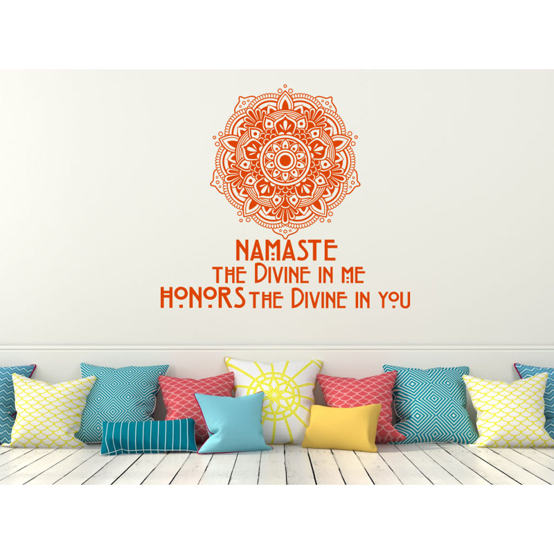 Décalcomanie murale décoration mandala Namaste, Orange
