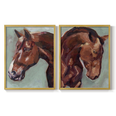 «Paint by Number Horse I», reproduction encadrée de qualité supérieure - prête à être accrochée - aucun clou requis - aucun clou requis
