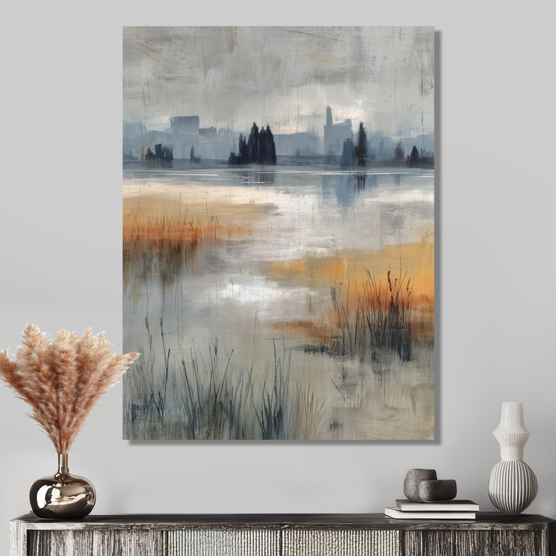 Chemin doré dans la campagne de France, impression sur toile, paysages abstraits gris, H 44 po x l 34 po, Toile tendue