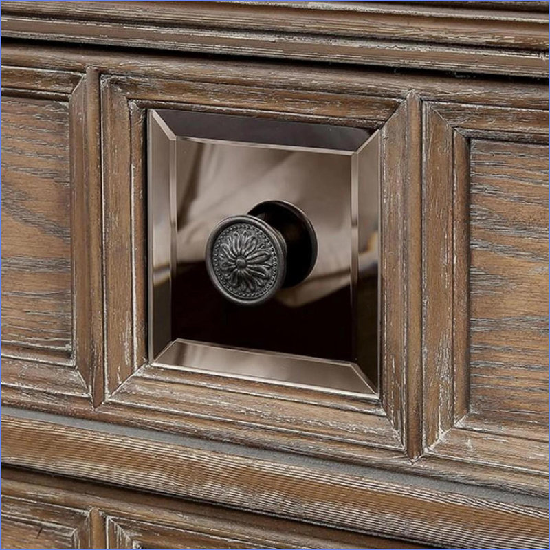 Transitional Rustic Solid Wood 3-Drawer Nightstand with Bronze Knobs