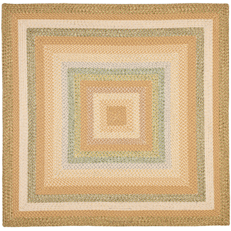 Tapis d'intérieur / extérieur géométrique tissé à la main Georgina, Carré 8 pi